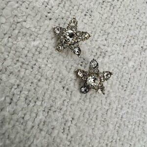 Vintage Silver Crystal Starburst Earrings
